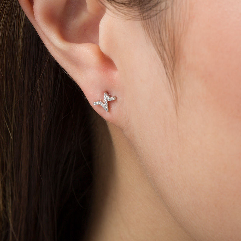 0.07 CT. T.W. Diamond Heartbeat Stud Earrings in Sterling Silver|Peoples Jewellers