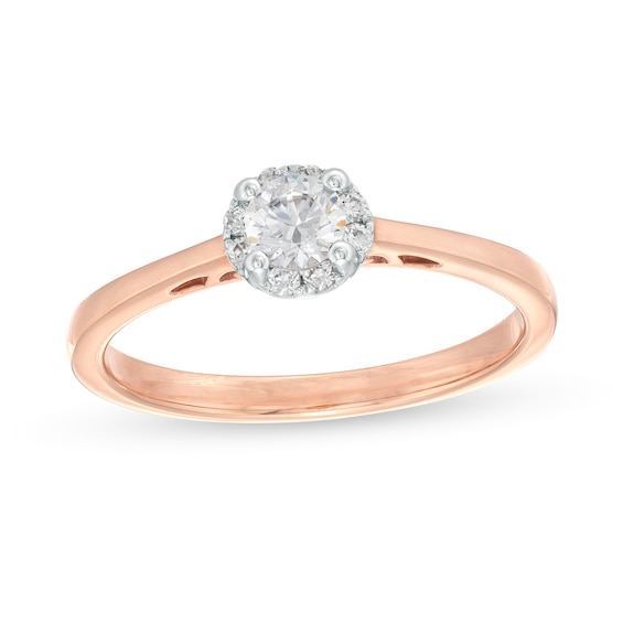 0.33 CT. T.W. Certified Canadian Diamond Frame Engagement Ring in 14K Rose Gold (I/I1)