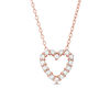 Thumbnail Image 0 of Lab-Created White Sapphire Heart Outline Necklace in Sterling Silver with 18K Rose Gold Plate