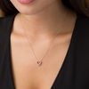 Thumbnail Image 1 of Lab-Created White Sapphire Heart Outline Necklace in Sterling Silver with 18K Rose Gold Plate