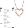 Thumbnail Image 2 of Lab-Created White Sapphire Heart Outline Necklace in Sterling Silver with 18K Rose Gold Plate
