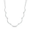 Thumbnail Image 0 of Pear-Shaped Lab-Created White Sapphire Scallop Necklace in Sterling Silver - 17"