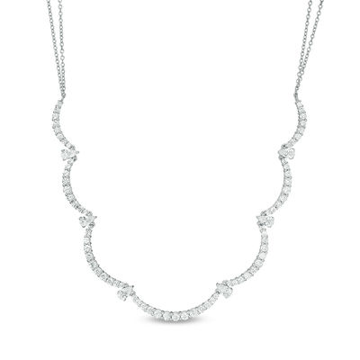 Pear-Shaped Lab-Created White Sapphire Scallop Necklace in Sterling Silver - 17"