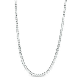 Lab-Created White Sapphire Tennis Necklace in Sterling Silver - 17"