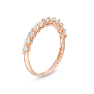 Lab-Created White Sapphire Band in 10K Rose Gold