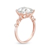 Octagonal Lab-Created White Sapphire and 0.04 CT. T.W. Diamond Art Deco Ring in 10K Rose Gold - Size 7