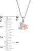 Diamond Accent Dog Bone and Paw Print Pendant in Sterling Silver and 10K Rose Gold