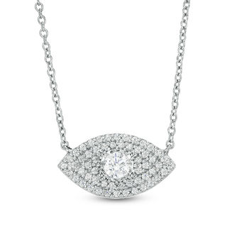 0.25 CT. T.W. Diamond Evil Eye Necklace in 10K White Gold