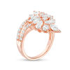 Multi-Shaped Lab-Created White Sapphire Chevron Ring in Sterling Silver with 18K Rose Gold Plate - Size 7