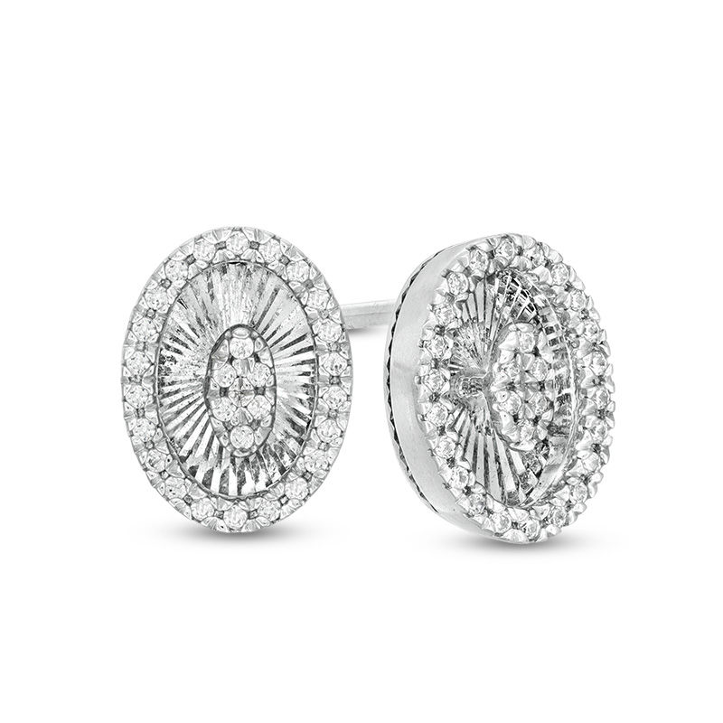 0.12 CT. T.W. Composite Diamond Oval Frame Stud Earrings in 10K White Gold|Peoples Jewellers