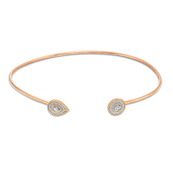 0.065 CT. T.W. Diamond Open Vintage-Style Flex Bangle in 10K Rose Gold