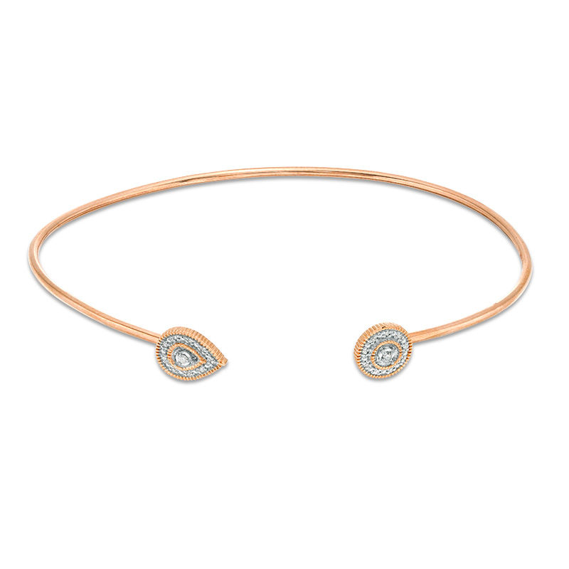 0.065 CT. T.W. Diamond Open Vintage-Style Flex Bangle in 10K Rose Gold|Peoples Jewellers
