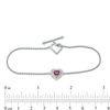 Thumbnail Image 2 of 5.0mm Heart-Shaped Amethyst and White Topaz Frame Toggle Bracelet in Sterling Silver and 10K Rose Gold - 7.25"