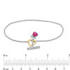 6.0mm Heart-Shaped Lab-Created Ruby and White Sapphire Paw Print Toggle Bracelet in Sterling Silver and 10K Gold - 7.25"