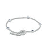 Lab-Created Blue and White Sapphire Station Toggle Bracelet in Sterling Silver - 7.25"