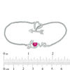 Thumbnail Image 2 of 5.0mm Heart-Shaped Lab-Created Ruby and White Sapphire "Love" and Arrow Toggle Bracelet in Sterling Silver - 7.25"