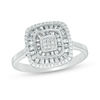 Thumbnail Image 0 of 0.33 CT. T.W. Composite Diamond Double Cushion Frame Ring in 10K White Gold