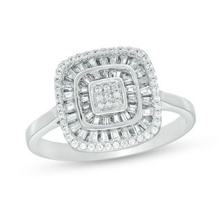 0.33 CT. T.W. Composite Diamond Double Cushion Frame Ring in 10K White Gold