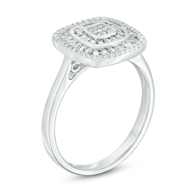 0.33 CT. T.W. Composite Diamond Double Cushion Frame Ring in 10K White Gold