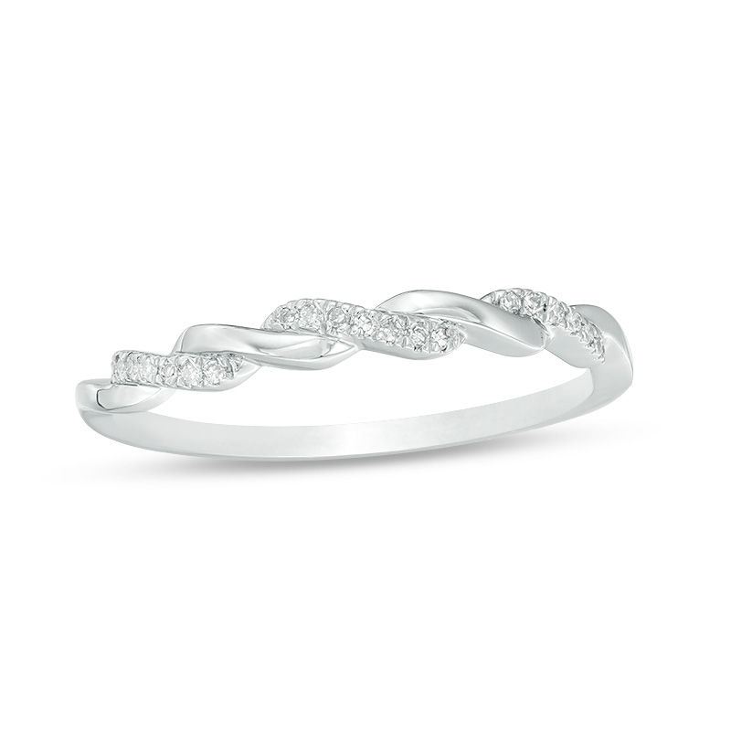 0.05 CT. T.W. Diamond Twist Wedding Band in 10K White Gold