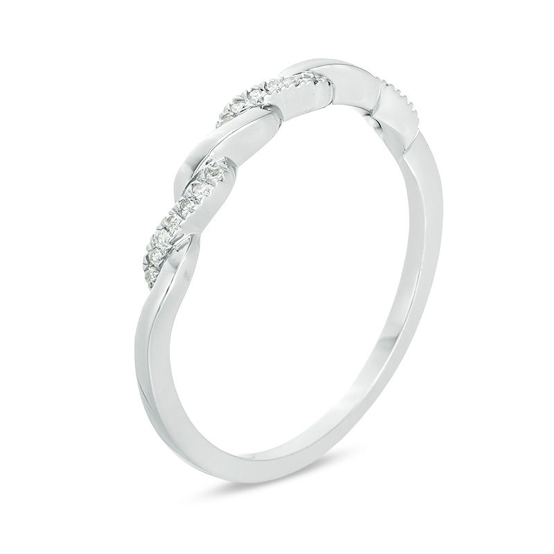 0.05 CT. T.W. Diamond Twist Wedding Band in 10K White Gold