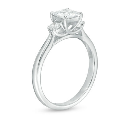 1.00 CT. T.W. Princess-Cut Diamond Past Present Future® Engagement Ring in 14K White Gold