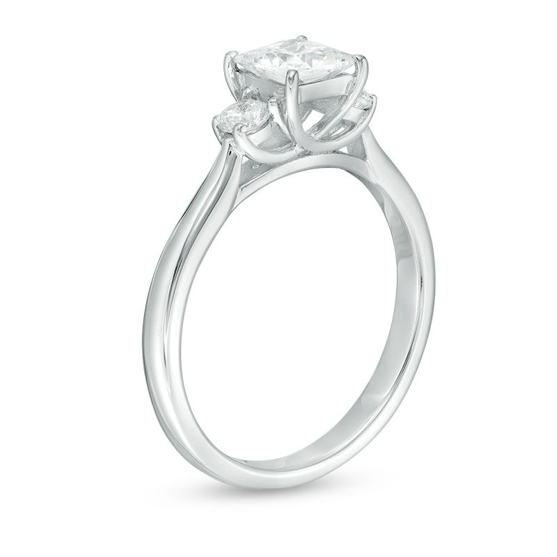 1.00 CT. T.W. Princess-Cut Diamond Past Present Future® Engagement Ring in 14K White Gold|Peoples Jewellers
