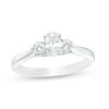 0.58 CT. T.W. Oval Diamond Past Present Future® Engagement Ring in 14K White Gold