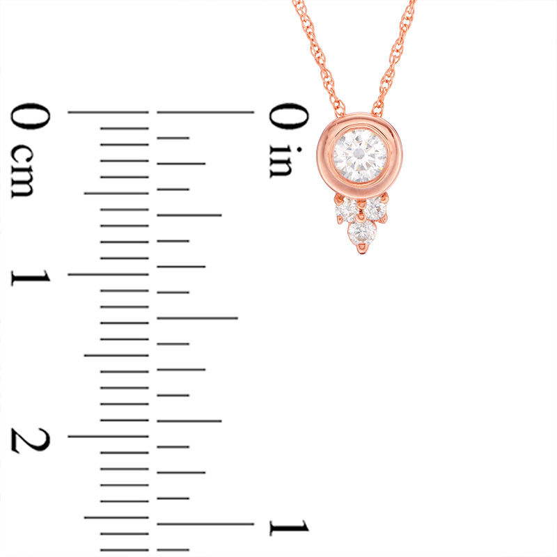 0.25 CT. T.W. Bezel-Set Diamond Solitaire with Tri-Drop Pendant in 10K Rose Gold