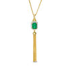 Emerald-Cut Lab-Created Emerald and White Sapphire Frame Tassel Dangle Pendant in Sterling Silver with 14K Gold Plate