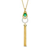 Pear-Shaped Lab-Created Emerald and White Sapphire Teardrop Tassel Dangle Pendant in Sterling Silver with 14K Gold Plate