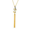 Lab-Created Blue Sapphire and Diamond Accent Cascading Ribbon Tassel Pendant in Sterling Silver with 14K Gold Plate