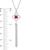 5.0mm Lab-Created Ruby and White Sapphire Clover Frame Tassel Dangle Pendant in Sterling Silver