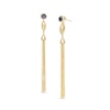 Thumbnail Image 0 of Lab-Created Blue Sapphire Solitaire Marquise Accent Tassel Drop Earrings in Sterling Silver with 14K Gold Plate