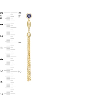 Lab-Created Blue Sapphire Solitaire Marquise Accent Tassel Drop Earrings in Sterling Silver with 14K Gold Plate