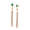 Thumbnail Image 0 of Emerald-Cut Lab-Created Emerald Marquise Accent Tassel Drop Earrings in Sterling Silver with 14K Rose Gold Plate
