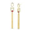 Lab-Created Ruby Cluster and Diamond Accent Art Deco Tassel Drop Earrings in Sterling Silver with 14K Gold Plate