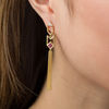 Lab-Created Ruby Cluster and Diamond Accent Art Deco Tassel Drop Earrings in Sterling Silver with 14K Gold Plate