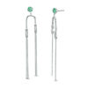 Thumbnail Image 0 of Lab-Created Emerald Cluster and 0.04 CT. T.W. Diamond Asymmetrical Double Tassel Drop Earrings in Sterling Silver