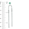 Thumbnail Image 2 of Lab-Created Emerald Cluster and 0.04 CT. T.W. Diamond Asymmetrical Double Tassel Drop Earrings in Sterling Silver