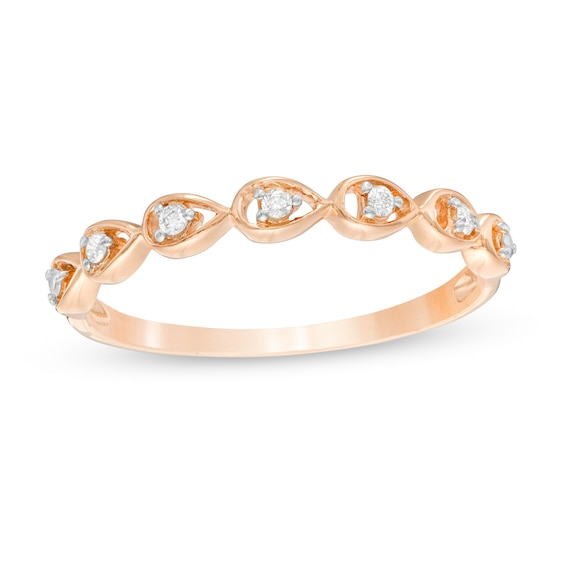 0.06 CT. T.W. Diamond Teardrop Frames Band in 10K Rose Gold