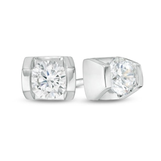 1.00 CT. T.W. Certified Canadian Diamond Solitaire Stud Earrings in 14K White Gold (I/I1)