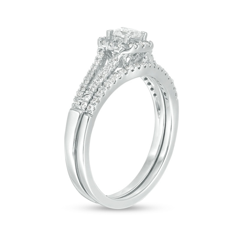 0.36 CT. T.W. Princess-Cut Diamond Frame Split Shank Bridal Set in 10K White Gold|Peoples Jewellers