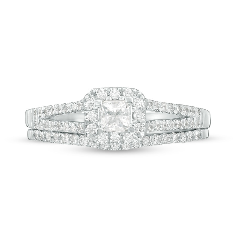 0.36 CT. T.W. Princess-Cut Diamond Frame Split Shank Bridal Set in 10K White Gold|Peoples Jewellers