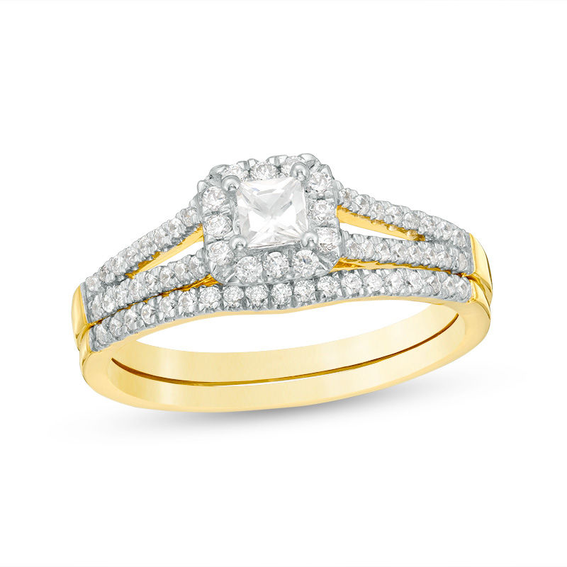0.36 CT. T.W. Princess-Cut Diamond Frame Split Shank Bridal Set in 10K Gold|Peoples Jewellers
