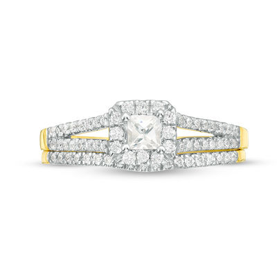 0.36 CT. T.W. Princess-Cut Diamond Frame Split Shank Bridal Set in 10K Gold