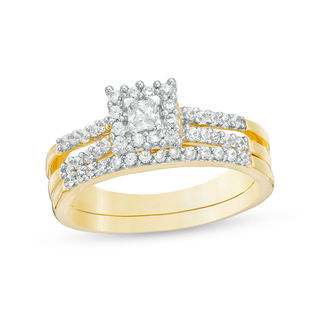 0.46 CT. T.W. Princess-Cut Diamond Frame Bridal Set in 10K Gold