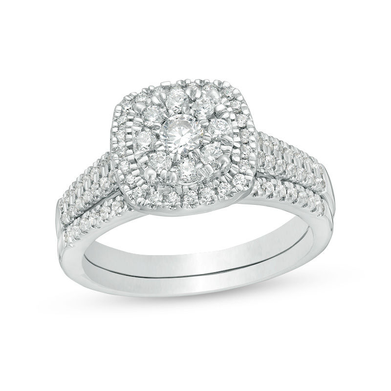 0.56 CT. T.W. Diamond Double Frame Bridal Set in 10K White Gold|Peoples Jewellers