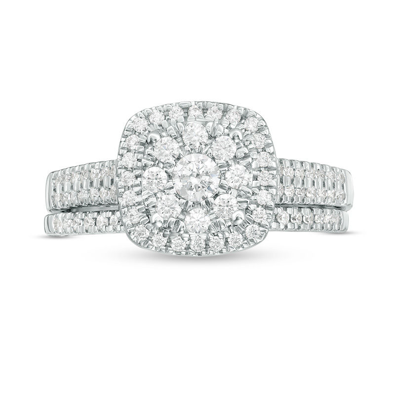 0.56 CT. T.W. Diamond Double Frame Bridal Set in 10K White Gold|Peoples Jewellers