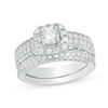 Thumbnail Image 0 of 0.91 CT. T.W. Diamond Cushion Frame Bridal Set in 10K White Gold